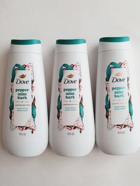 Dove Peppermint Bark Nourishing Body Wash 11 oz. Limited Edition Set of 3.